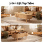 Ioakim Coffee Table 100cm Lift Top Fluted Centre Table with Hidden Storage Oval - Natural Wood