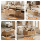 Ioakim Coffee Table 100cm Lift Top Fluted Centre Table with Hidden Storage Oval - Natural Wood