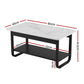 Irini  Coffee Table 2-Tier 80CM Marble Finish Shelf Black&White