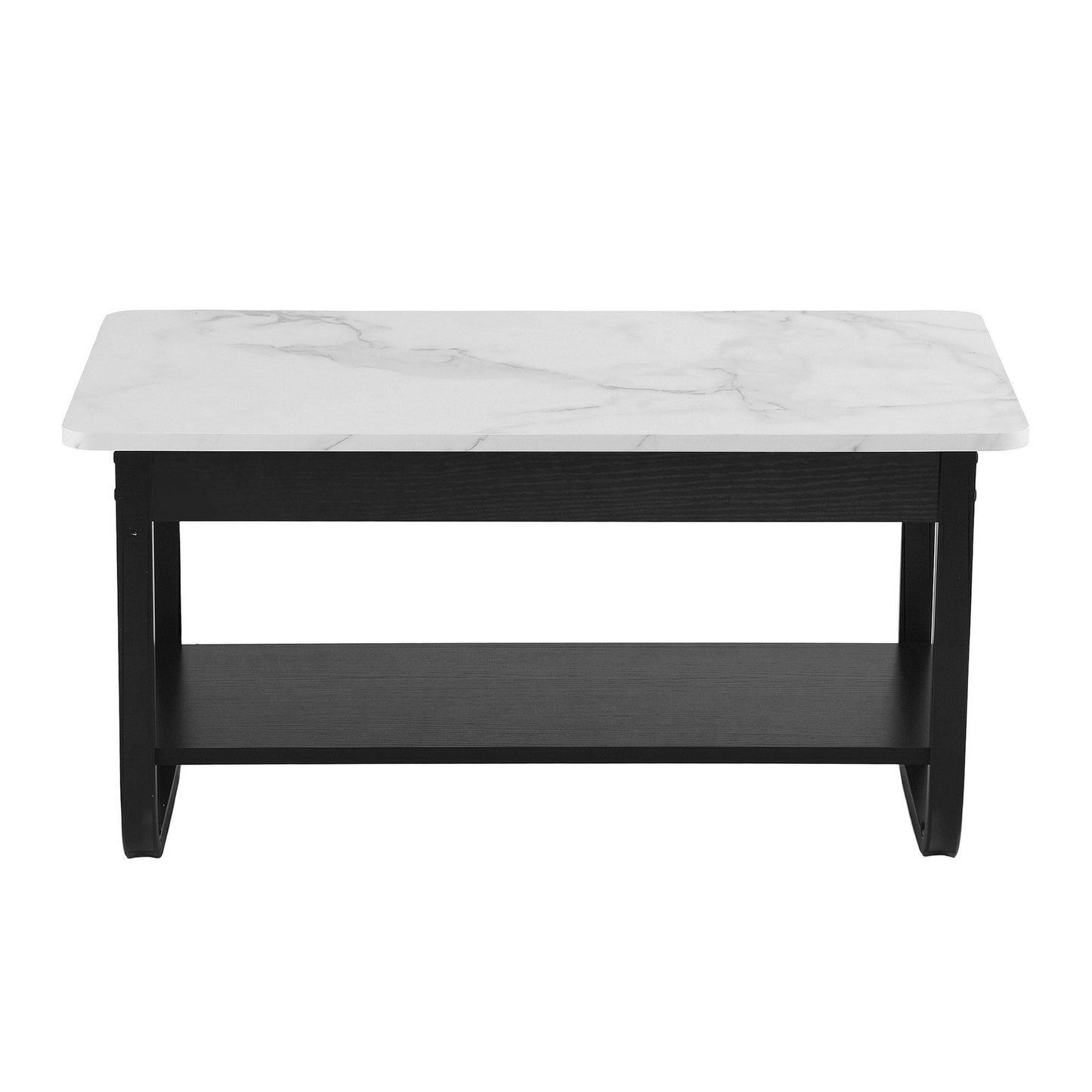 Irini  Coffee Table 2-Tier 80CM Marble Finish Shelf Black&White