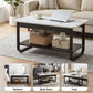 Irini  Coffee Table 2-Tier 80CM Marble Finish Shelf Black&White