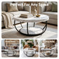 Irisia Coffee Table 2-Tier Marble Finish Round White&Black