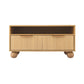 Idomeneus Coffee Table 90cm Center Table Fluted Drawers Open Shelf Spherical Solid Legs - Wood
