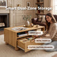 Idomeneus Coffee Table 90cm Center Table Fluted Drawers Open Shelf Spherical Solid Legs - Wood