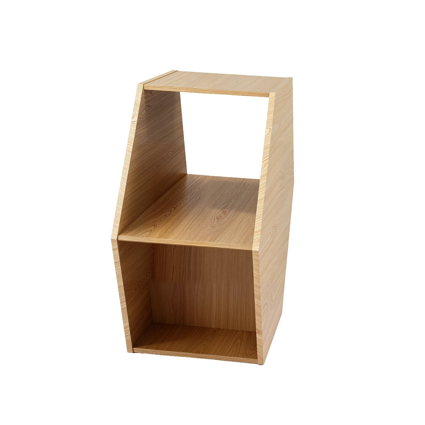 Isagoras Coffee Table Hexagonal Center Table with Open Storage 2-Way Display Side Table - Wood