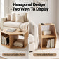 Isagoras Coffee Table Hexagonal Center Table with Open Storage 2-Way Display Side Table - Wood