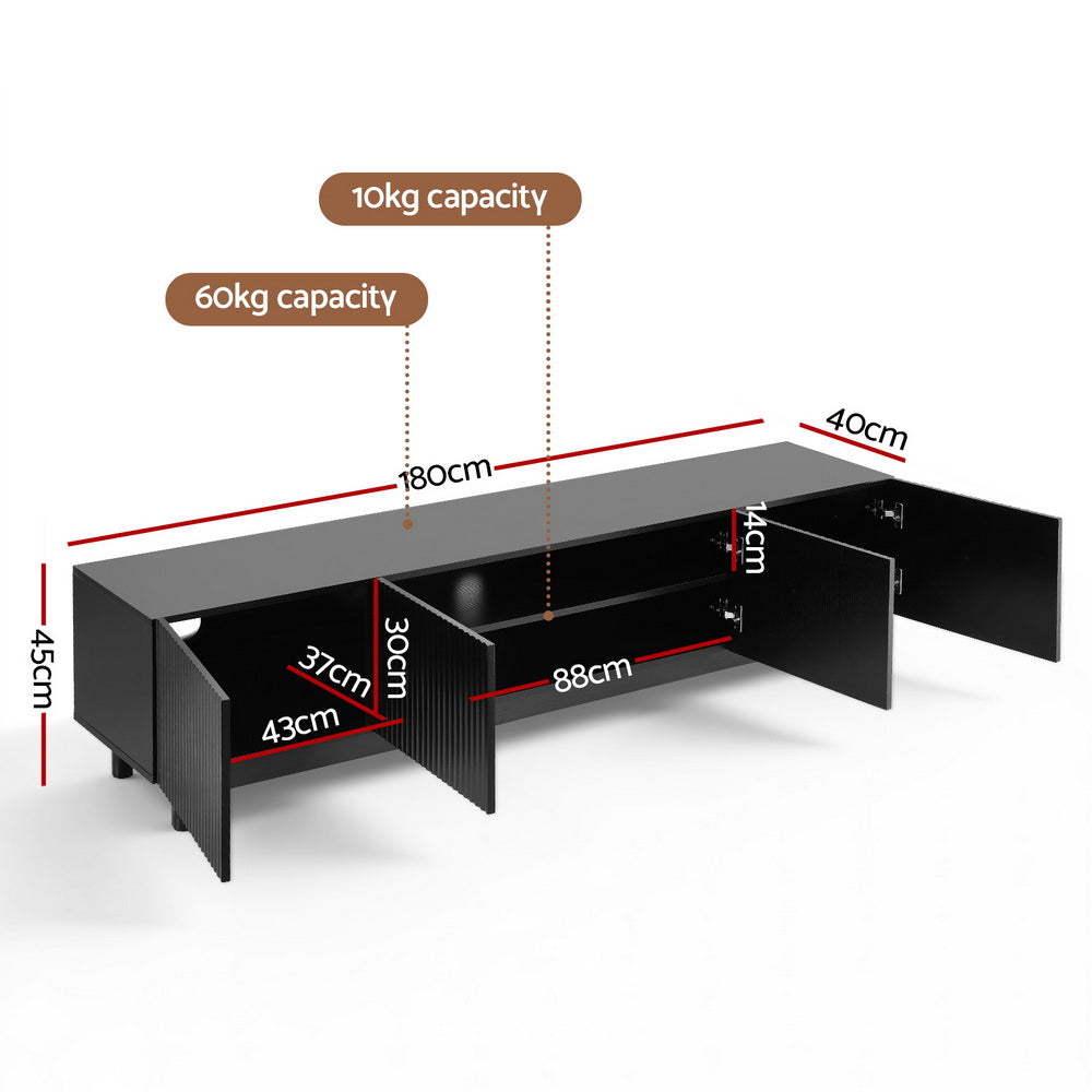 Blaise 180cm TV Unit Entertainment Unit Storage Cabinet - Black
