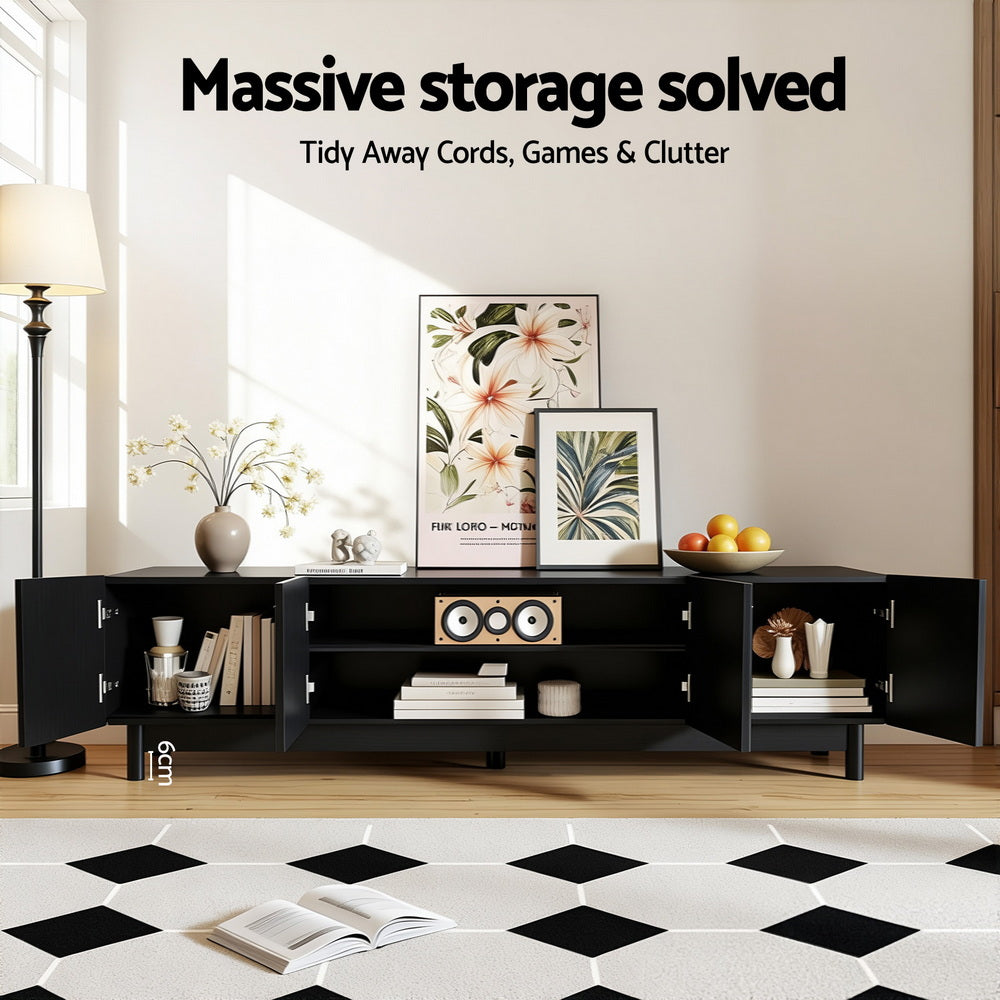 Blaise 180cm TV Unit Entertainment Unit Storage Cabinet - Black