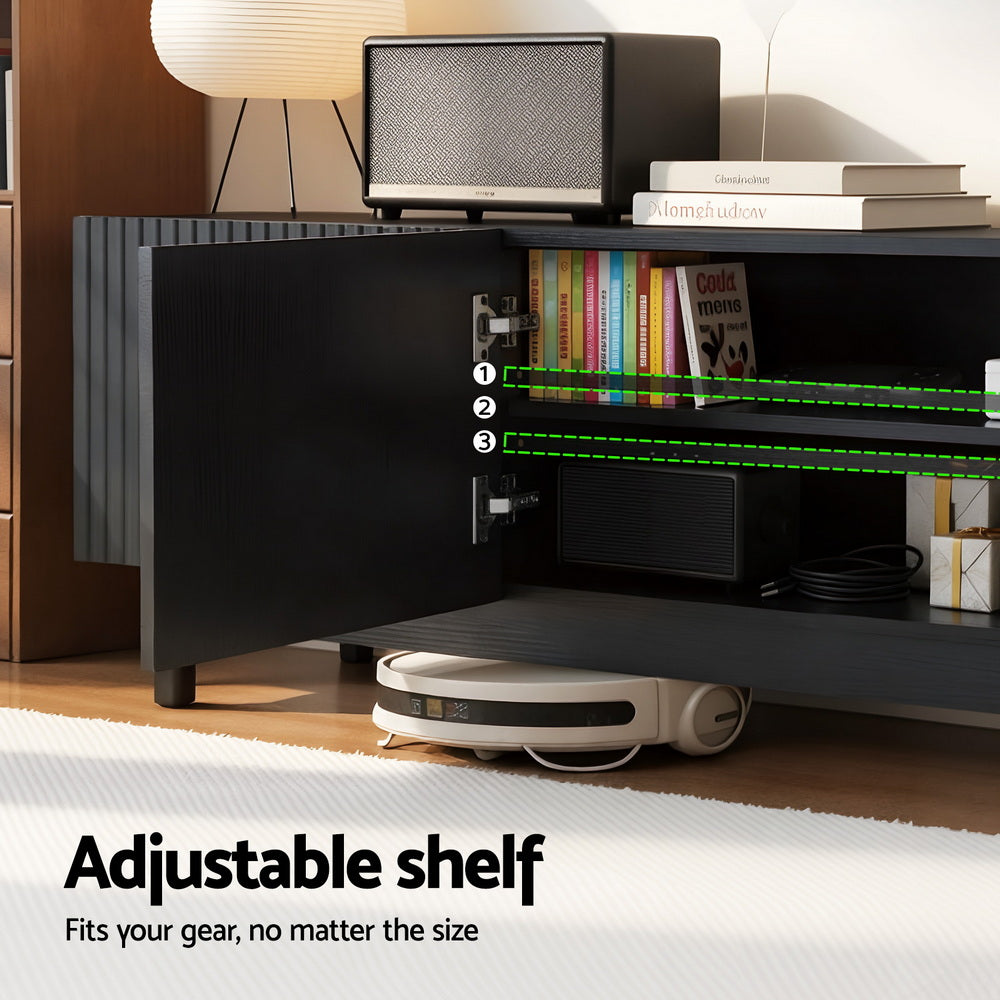Blaise 180cm TV Unit Entertainment Unit Storage Cabinet - Black