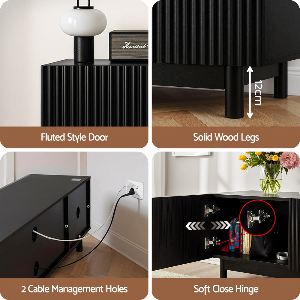 Blaise 180cm TV Unit Entertainment Unit Storage Cabinet - Black