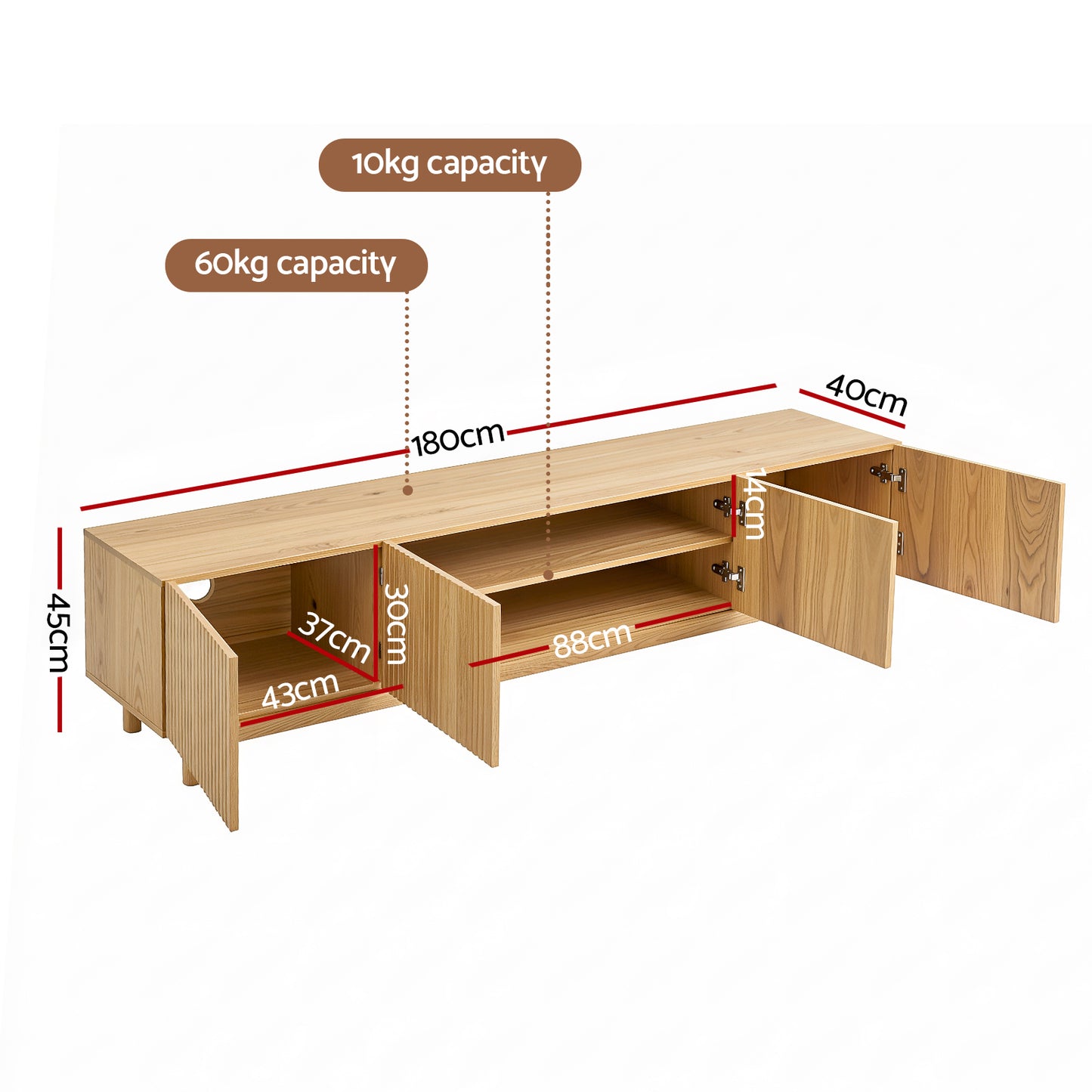 Blaise 180cm TV Unit Entertainment Unit Storage Cabinet - Pine