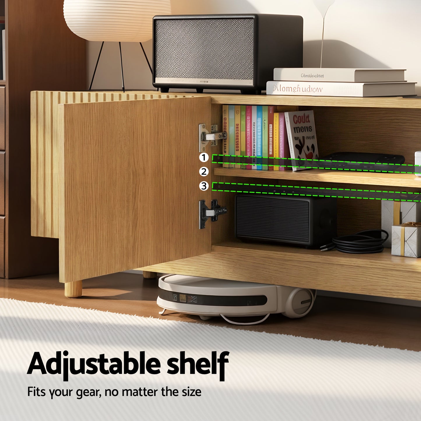 Blaise 180cm TV Unit Entertainment Unit Storage Cabinet - Pine