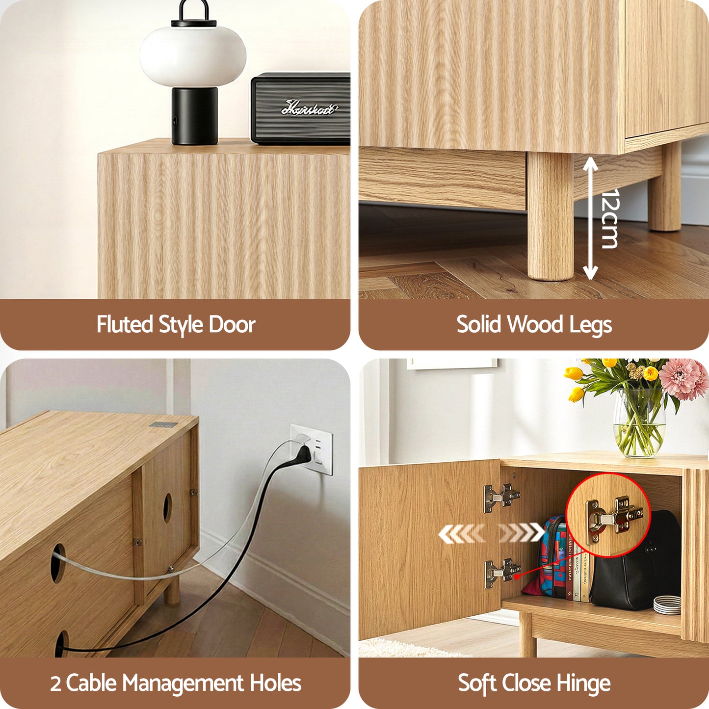 Blaise 180cm TV Unit Entertainment Unit Storage Cabinet - Pine