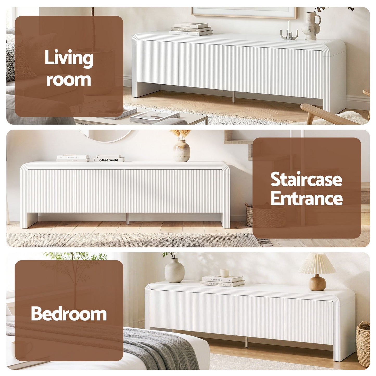 Faelan 180cm TV Unit Entertainment Unit Storage Cabinet - White