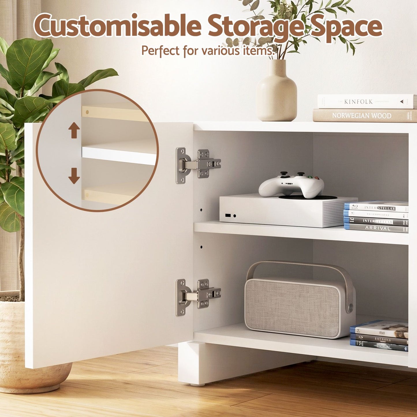 Henrik 180cm TV Unit Entertainment Unit Storage Cabinet Adjustable Shelf - White