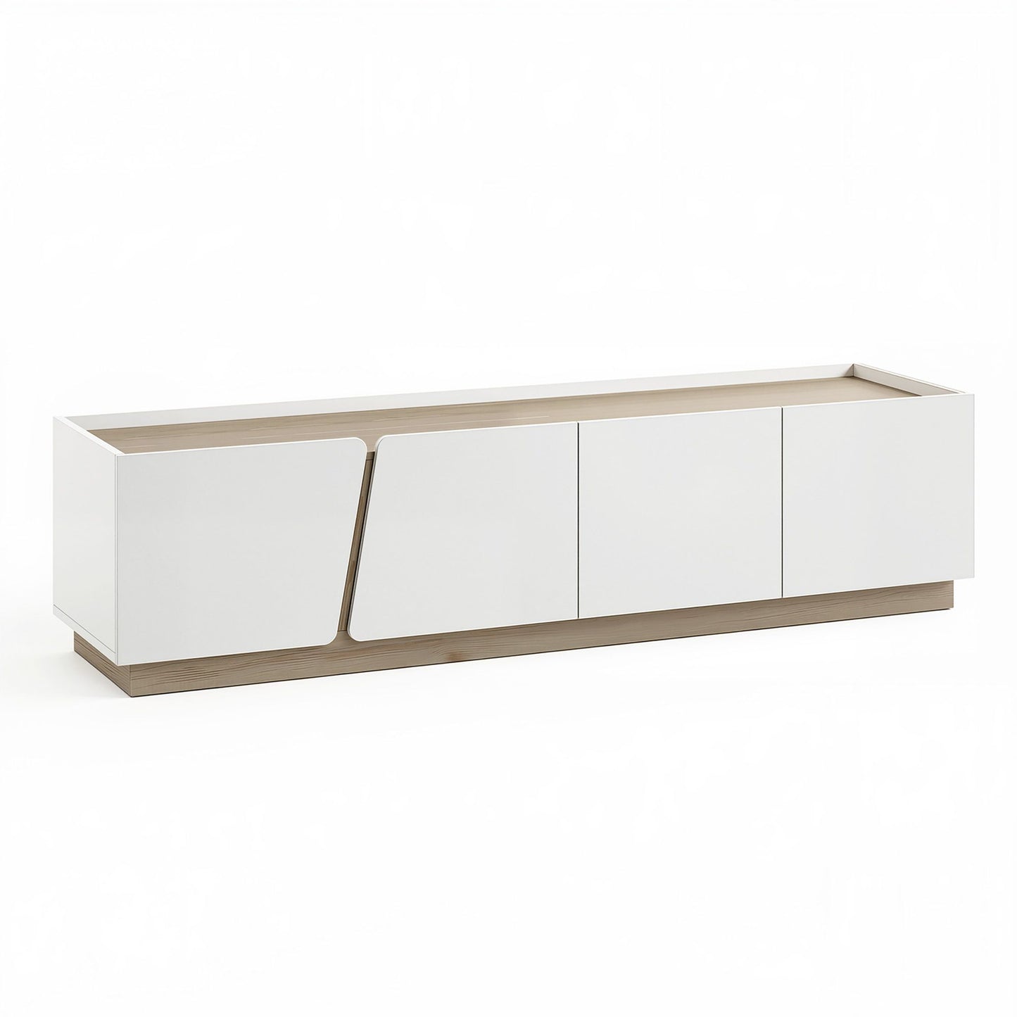 Novak 180cm 180cm TV Unit Storage Cabinet Living Room - White and Oak