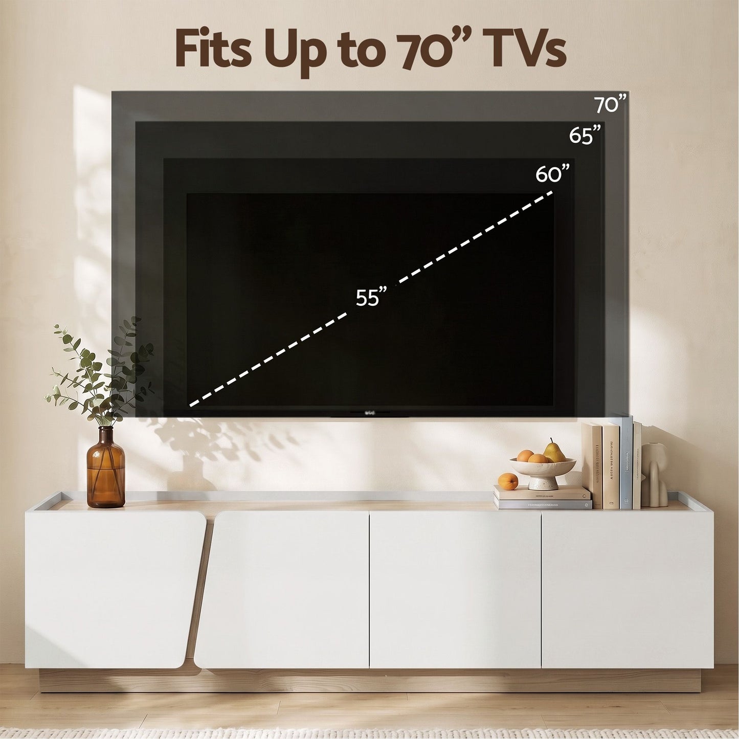 Novak 180cm 180cm TV Unit Storage Cabinet Living Room - White and Oak