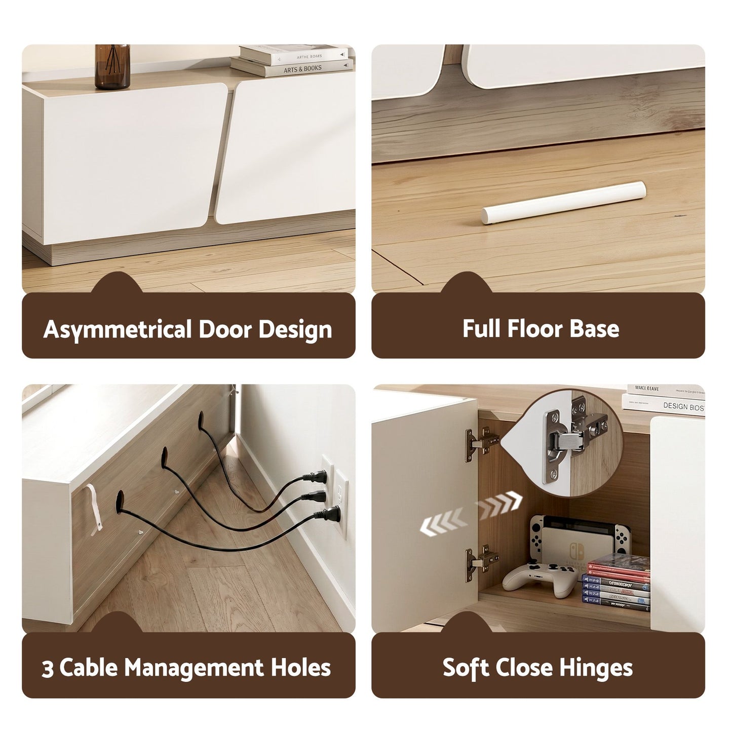 Novak 180cm 180cm TV Unit Storage Cabinet Living Room - White and Oak