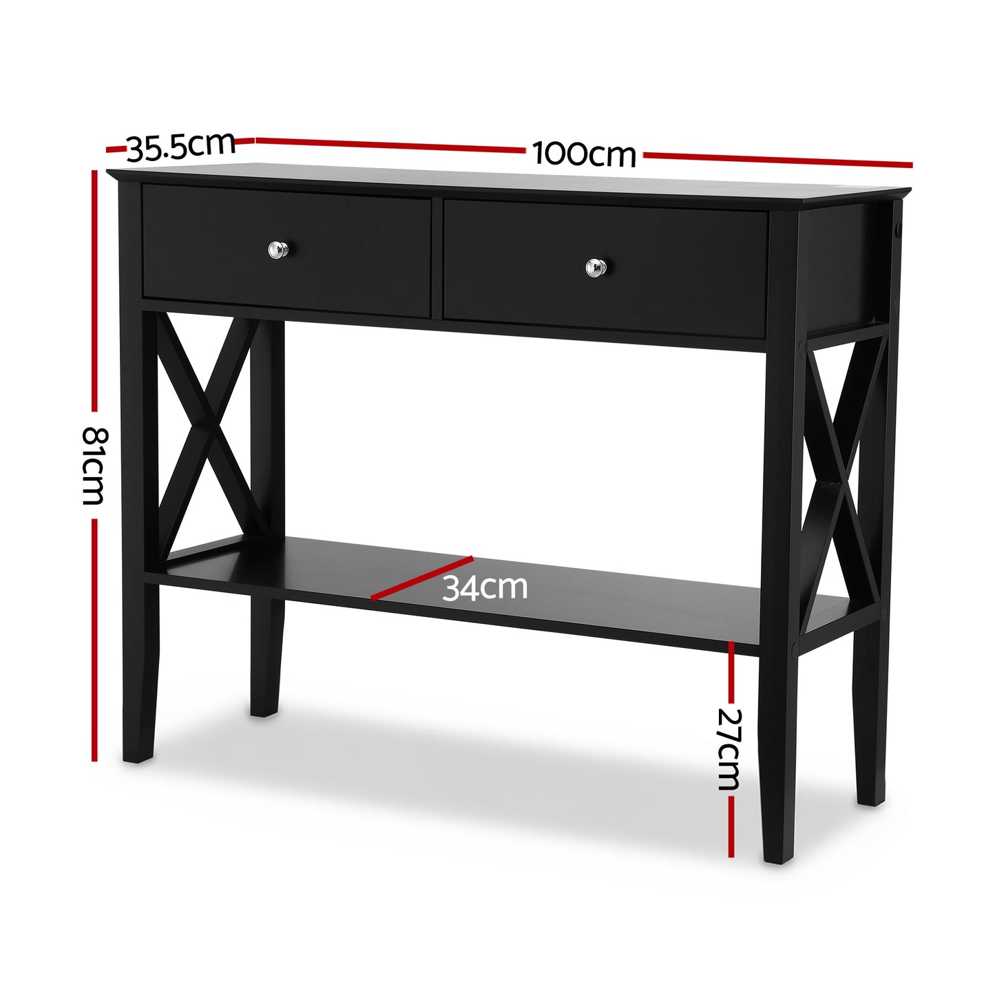 Console Table 2 Drawers 100CM - Black