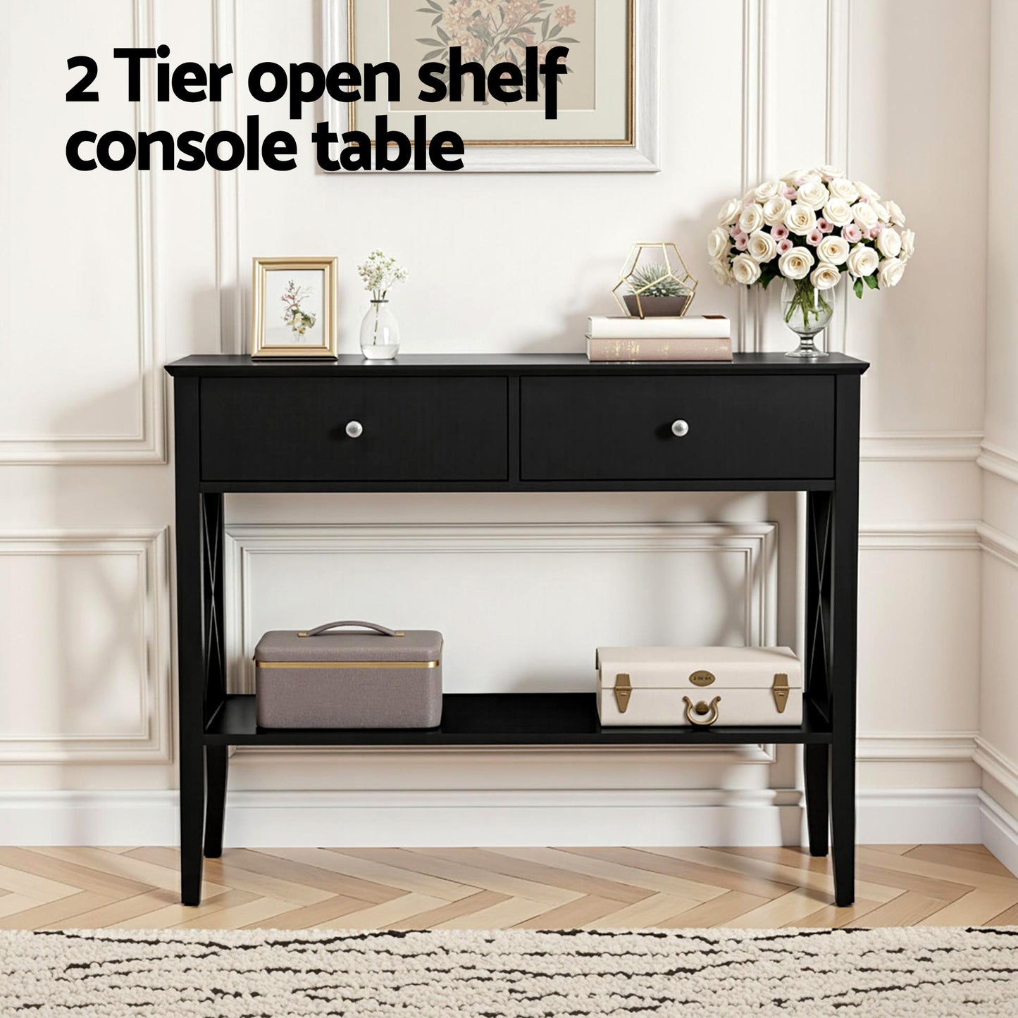 Console Table 2 Drawers 100CM - Black