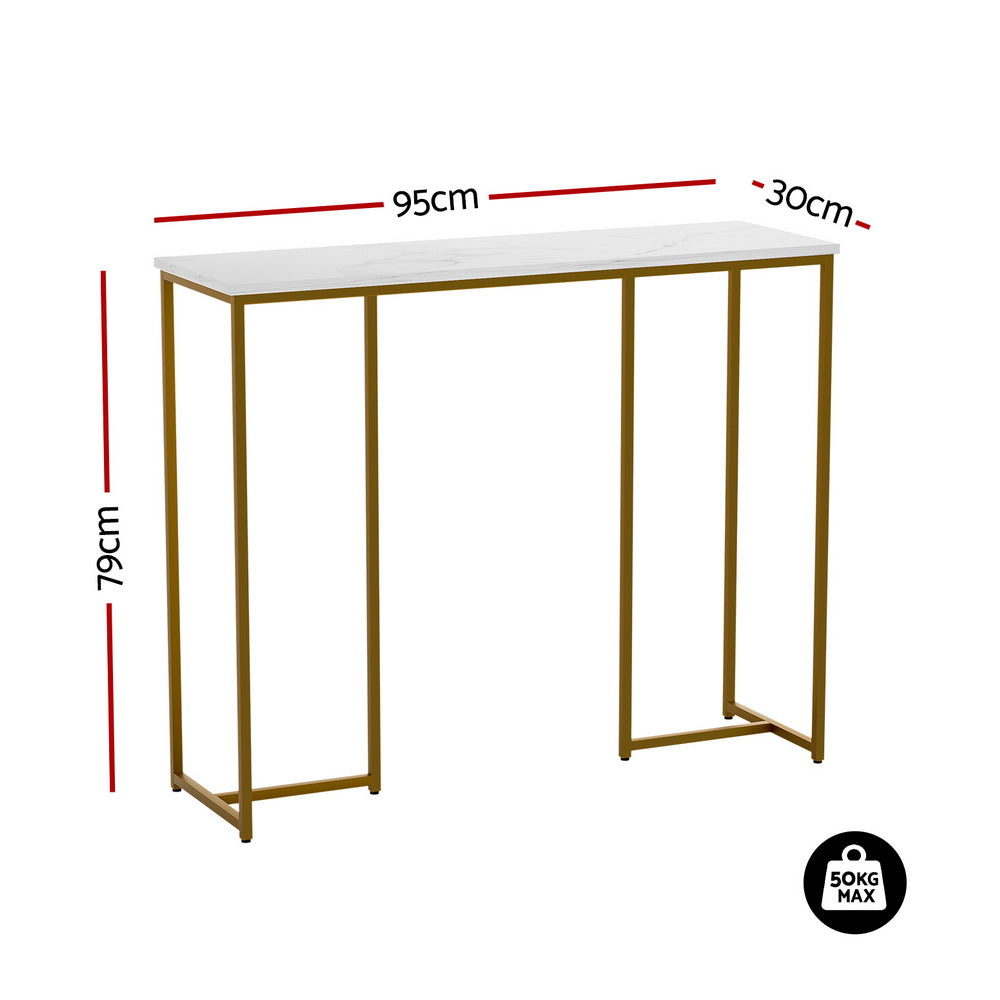 Console Table Marble Effect - White & Gold