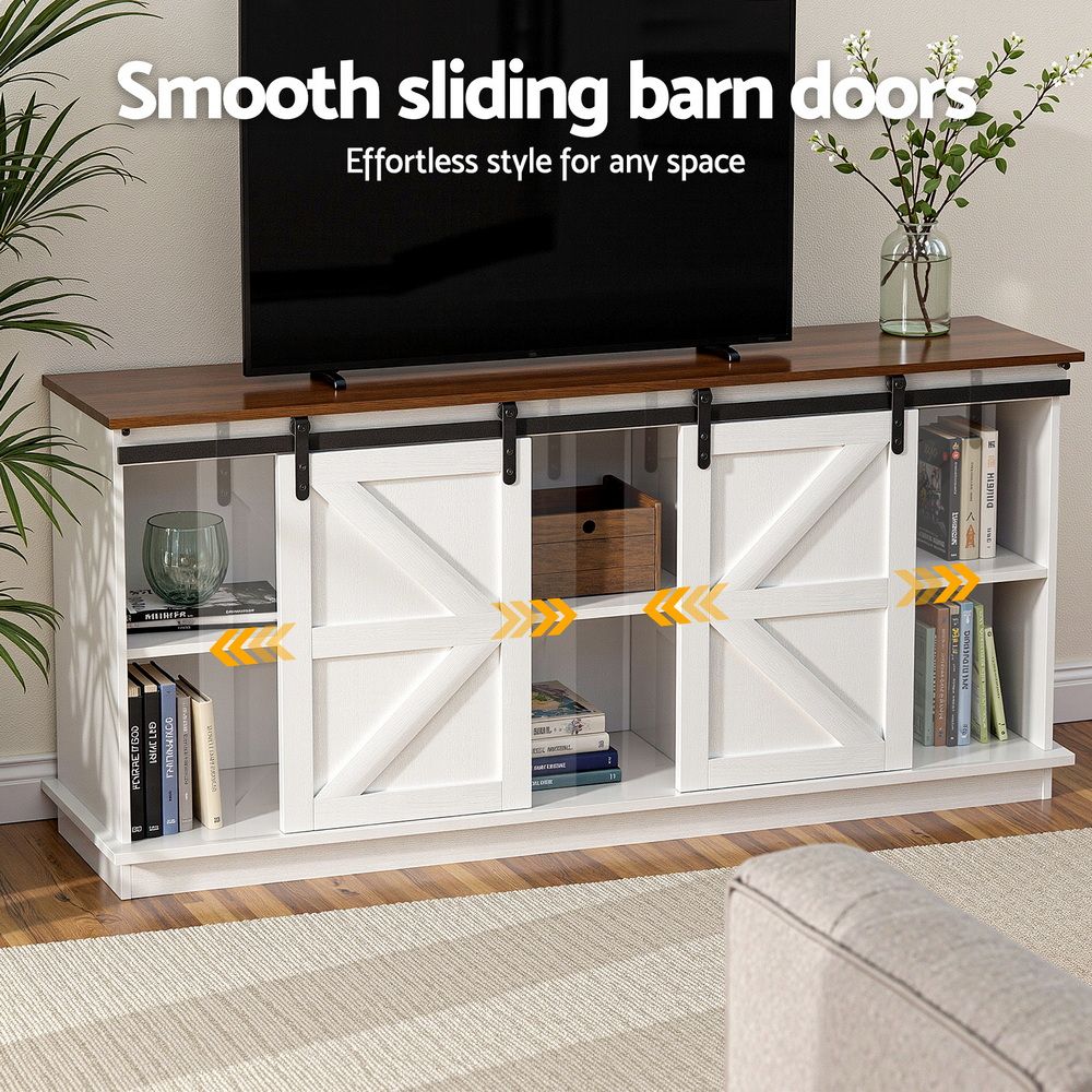 Ripley Buffet Sideboard Storage Cabinet Kitchen Cupboard Sliding Doors - White