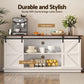 Ripley Buffet Sideboard Storage Cabinet Kitchen Cupboard Sliding Doors - White