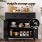 Thatcher Buffet Sideboard Storage Cabinet Kitchen Cupboard Hallway 2 Drawers - Black