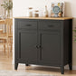 Thatcher Buffet Sideboard Storage Cabinet Kitchen Cupboard Hallway 2 Drawers - Black