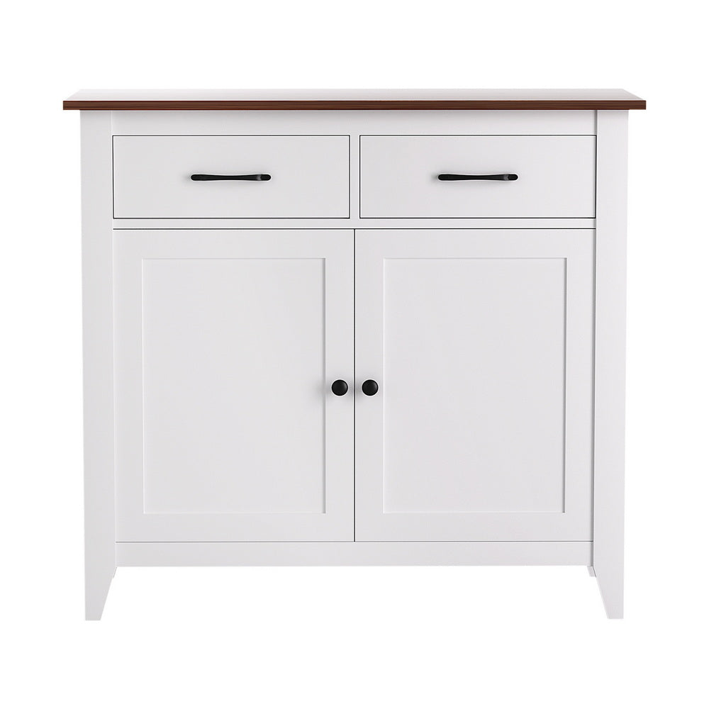 Thatcher Buffet Sideboard Storage Cabinet Kitchen Cupboard Hallway 2 Drawers - White