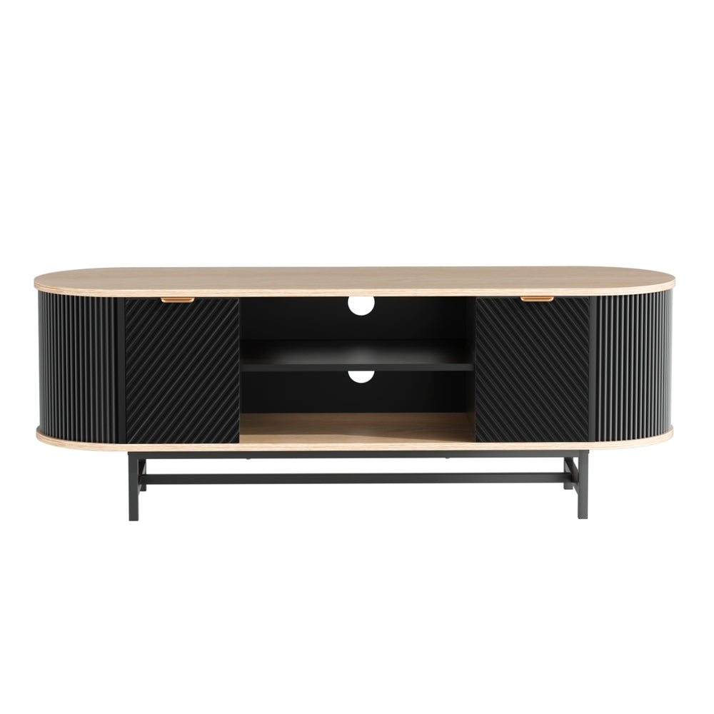 Perrin TV Unit Entertainment Unit Storage Cabinet - Black Pine