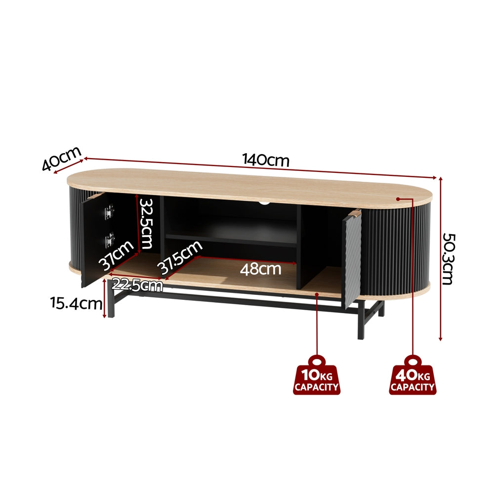 Perrin TV Unit Entertainment Unit Storage Cabinet - Black Pine