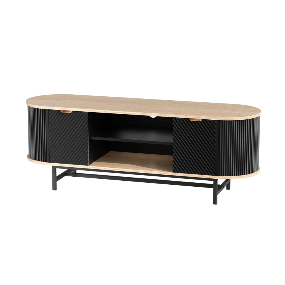 Perrin TV Unit Entertainment Unit Storage Cabinet - Black Pine