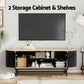 Perrin TV Unit Entertainment Unit Storage Cabinet - Black Pine