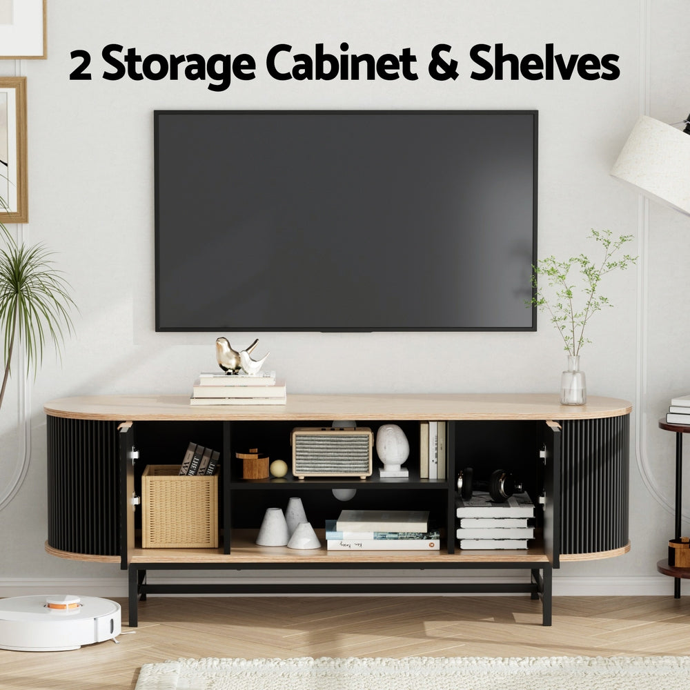 Perrin TV Unit Entertainment Unit Storage Cabinet - Black Pine