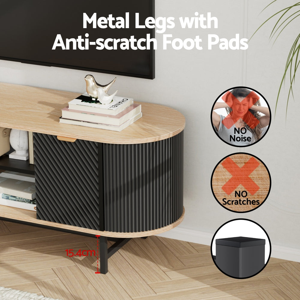 Perrin TV Unit Entertainment Unit Storage Cabinet - Black Pine