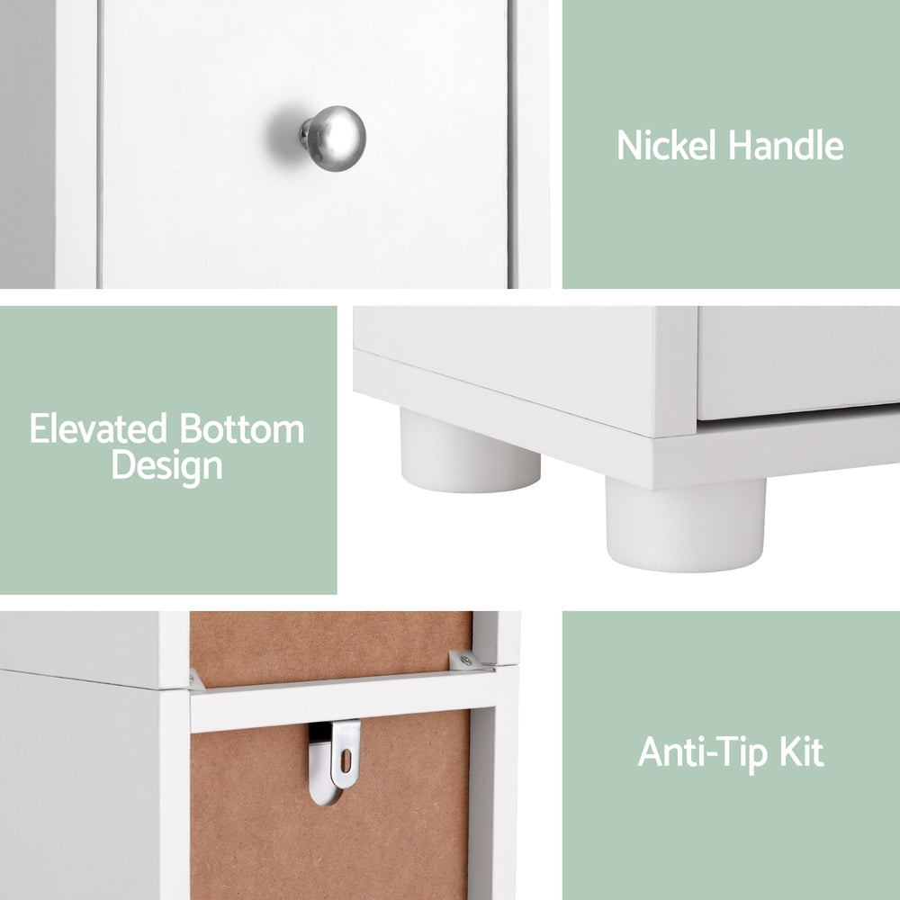 Bathroom Storage Cabinet 180cm Tall Slim Floor Cupboard Toilet Narrow Linen Tower