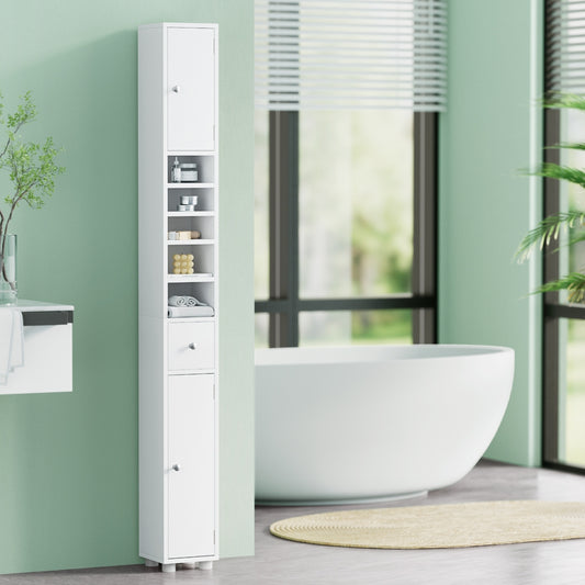 Bathroom Storage Cabinet 180cm Tall Slim Floor Cupboard Toilet Narrow Linen Tower