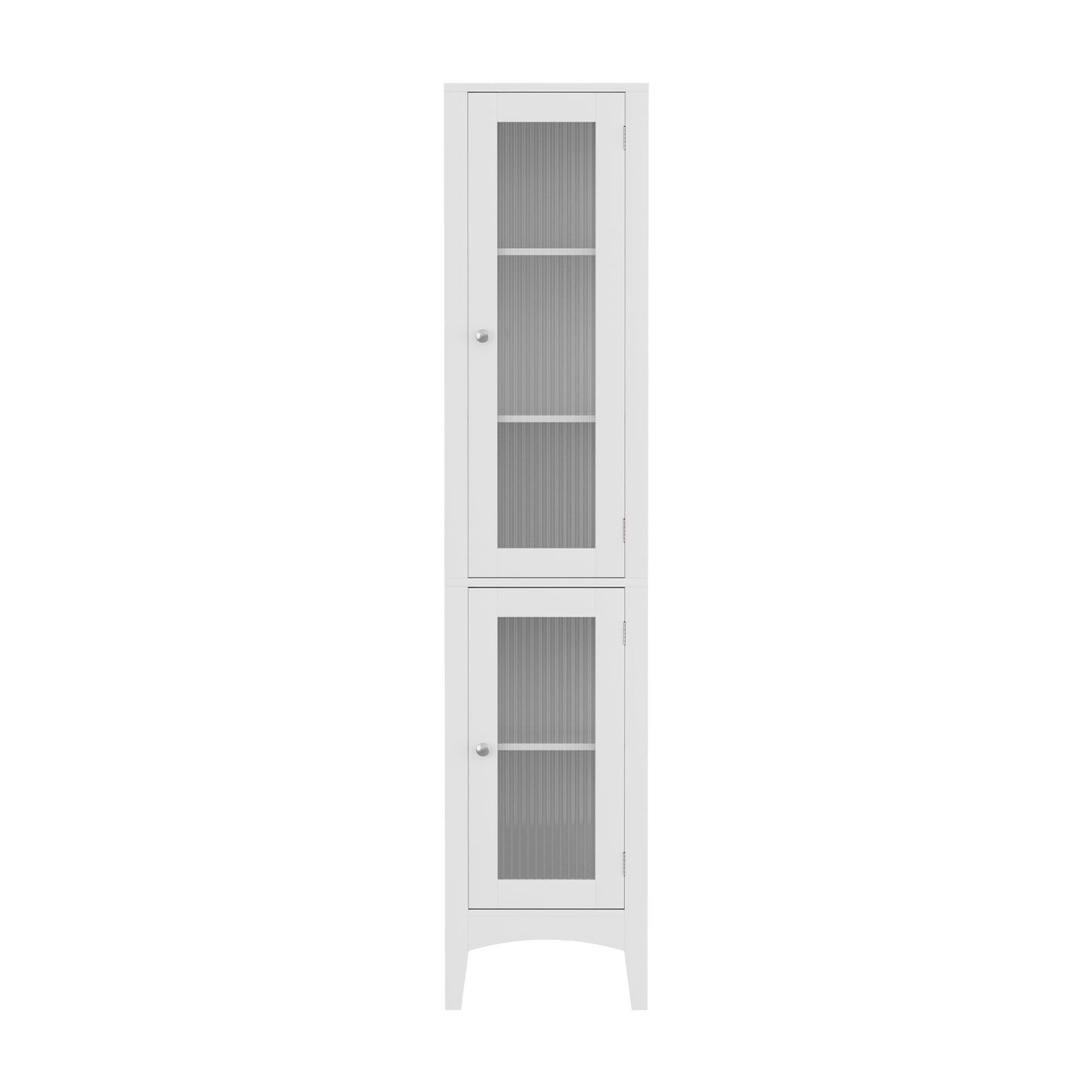 Set of 2 Bathroom Storage Cabinet 160cm Tall Slim Floor Cupboard Toilet Glass Door White