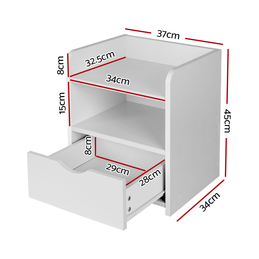 Baddeck Wooden Bedside Tables - White