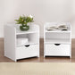 Set of 2 Baddeck Bedside Tables 1 Drawer with Shelf - White