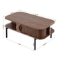 Iphito Coffee Table Living Room Center Table Shelf Cabinet Walnut