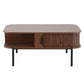 Iphito Coffee Table Living Room Center Table Shelf Cabinet Walnut