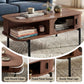 Iphito Coffee Table Living Room Center Table Shelf Cabinet Walnut