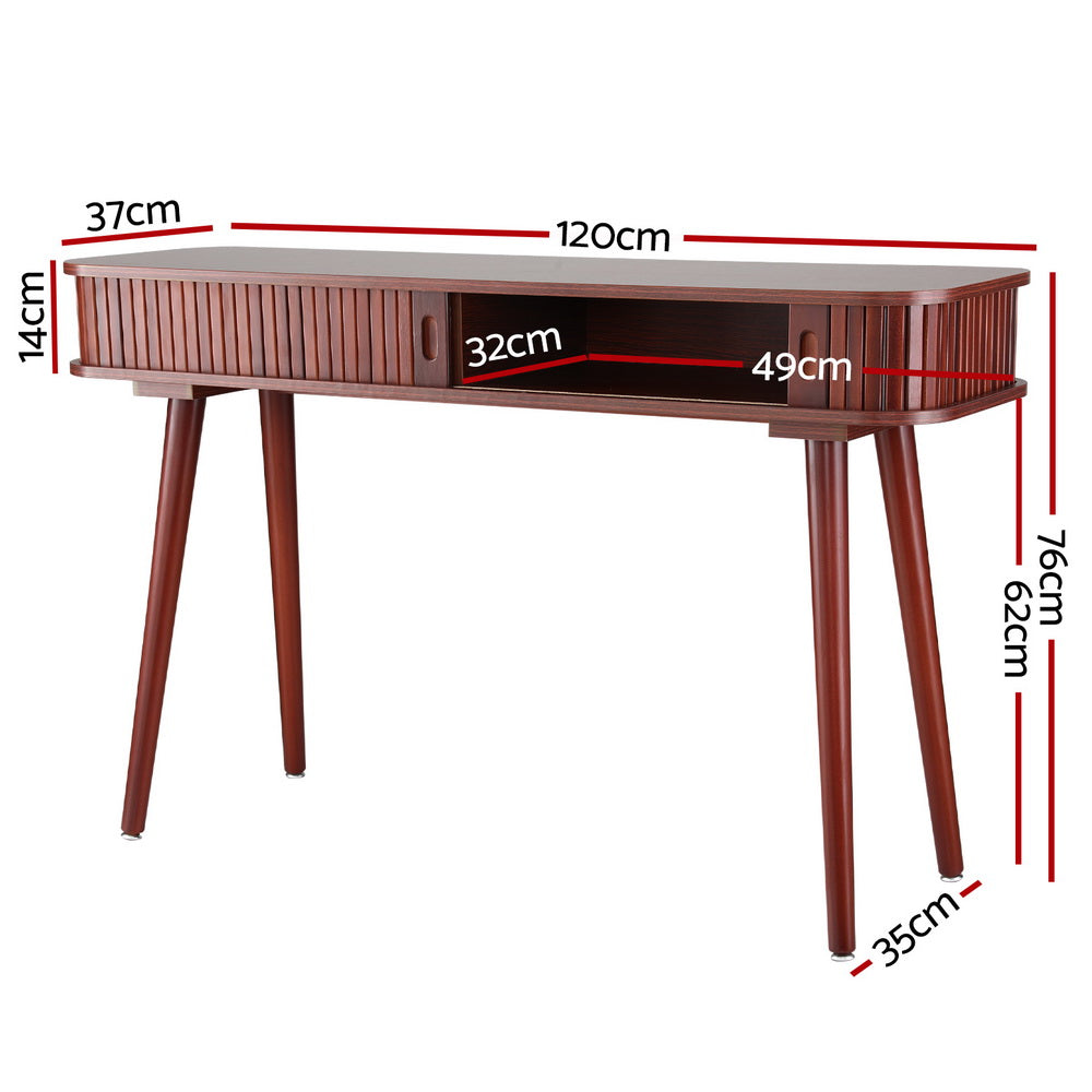120cm Artiss Console Table 2 Drawers - Walnut