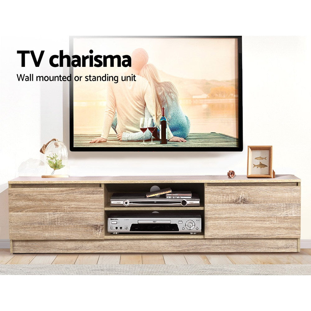 Halle 160cm TV Stand Entertainment Unit Lowline Storage Cabinet Wooden - Wooden