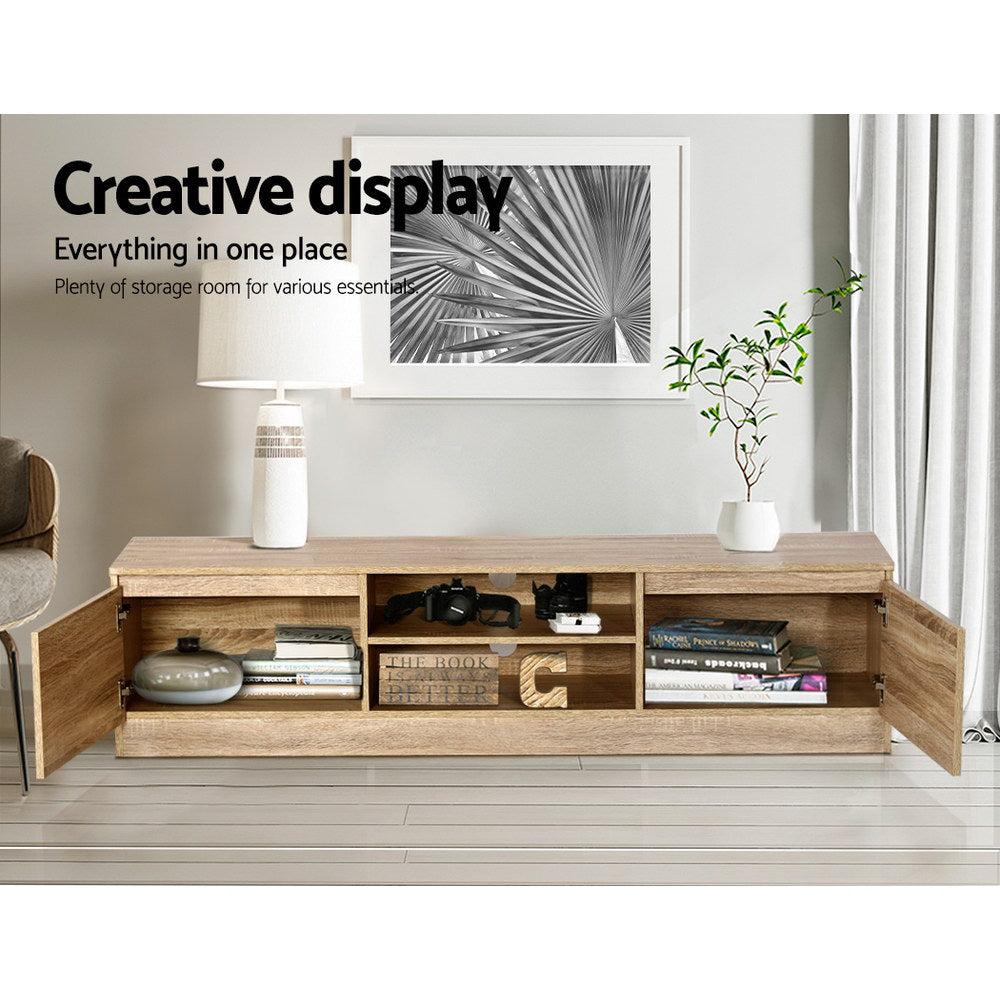 Halle 160cm TV Stand Entertainment Unit Lowline Storage Cabinet Wooden - Wooden