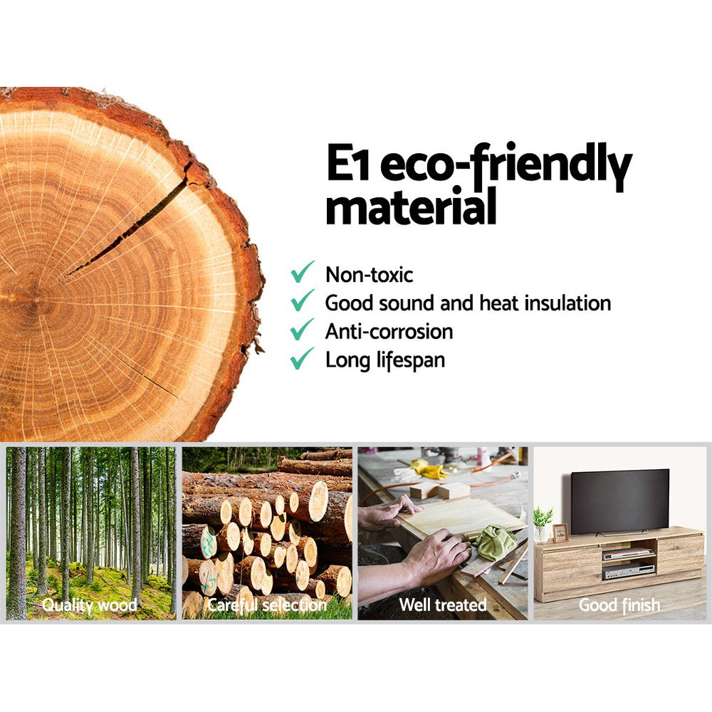 Halle 160cm TV Stand Entertainment Unit Lowline Storage Cabinet Wooden - Wooden