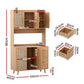 Truett Buffet Sideboard Hutch Storage Cabinet Kitchen Cupboard Hooks Rattan - Pine
