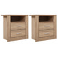 Set of 2 Barrie Bedside Tables with Shelf with 2 Drawers - Oak